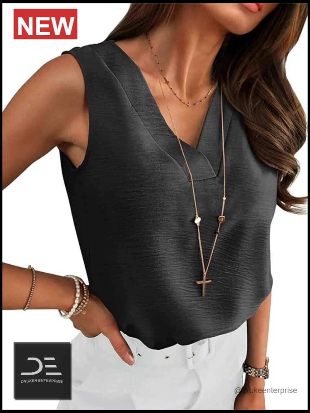 Dressy Casual V-Neck Sleeveless Tank Top for Women